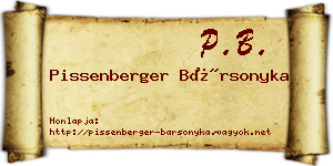 Pissenberger Bársonyka névjegykártya